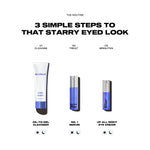 Three skincare products with labels and text on a white background, 15ml / 0.5 fl oz , 3ml / 0.1 fl oz